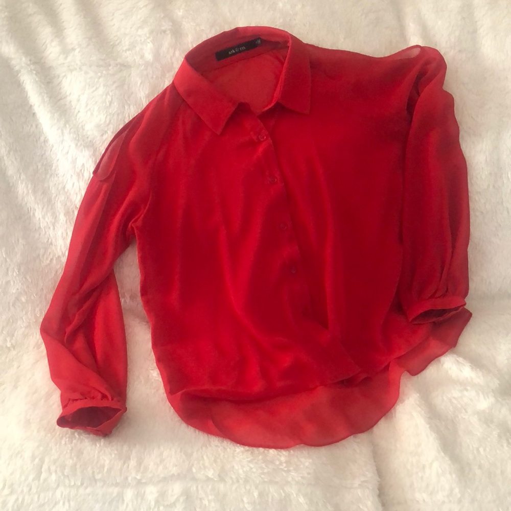 Cold shoulder red blouse